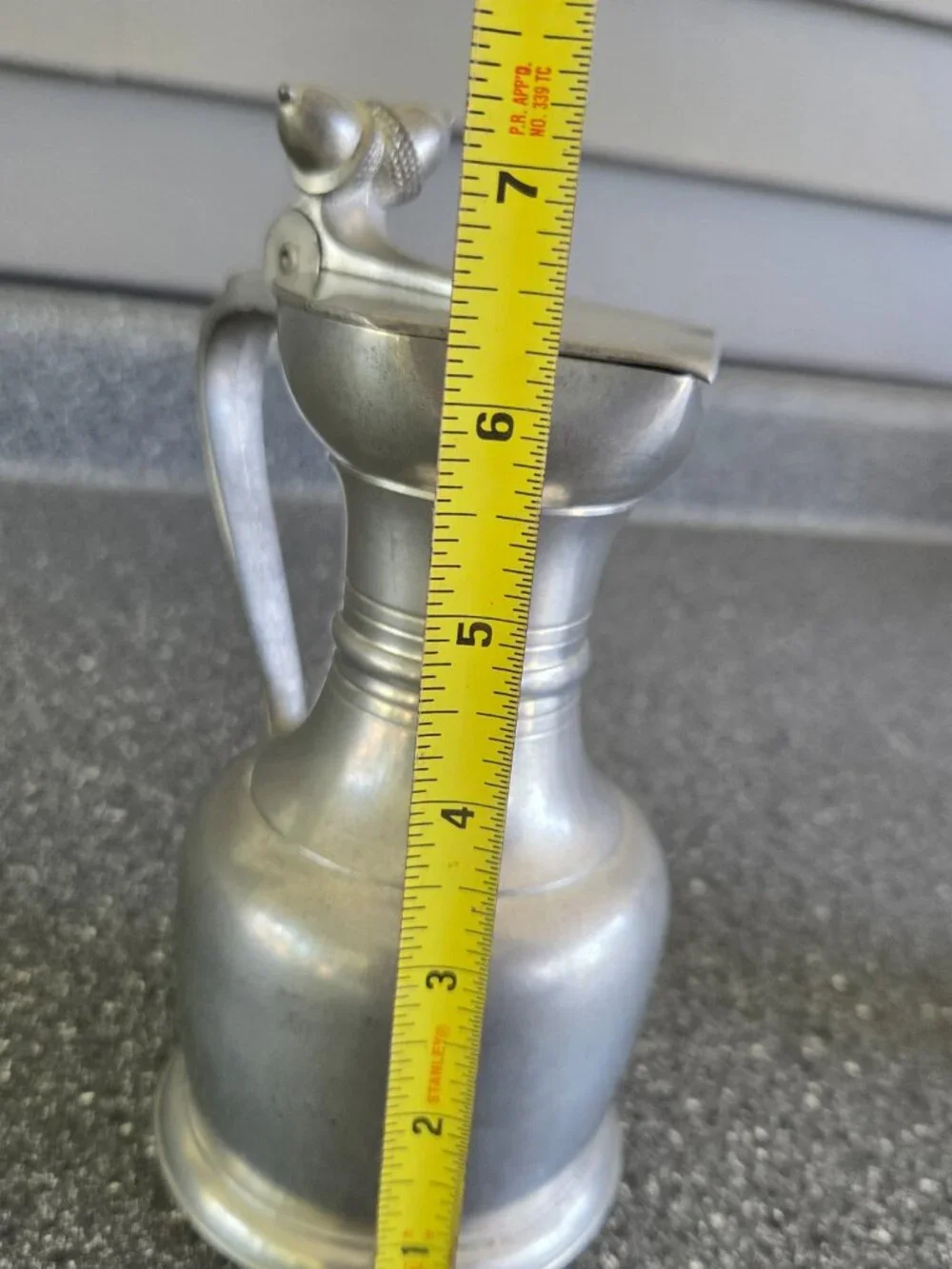Royal Holland KMD Tiel Pewter Creamer Pitcher Acorn Decorated Hinged Lid Vintage